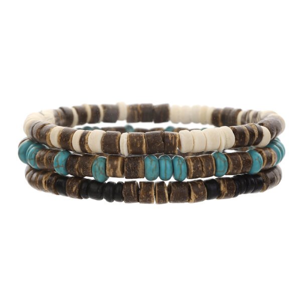 Minimally designed turquoise wood bead bracelet for men, fashionable and versatile, with a high-end feel. Beaded coconut shell bracelet for men