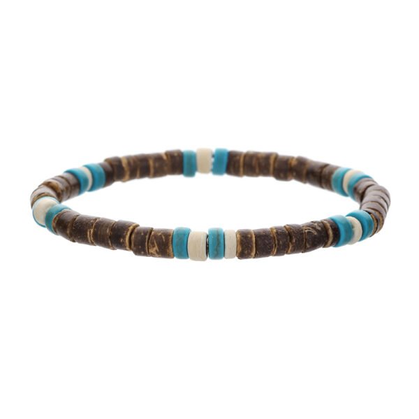 Minimally designed turquoise wood bead bracelet for men, fashionable and versatile, with a high-end feel. Beaded coconut shell bracelet for men - Image 4